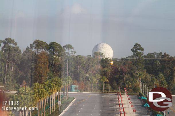 Epcot in the distance.  That is our destination.