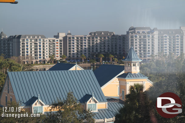 9:06am we are back in the air and flying over the Caribbean Beach Resort.  Ahead is the Riviera Resort that opens in less than a week.