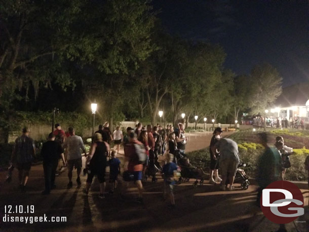 An extended queue was forming and heading out toward the smoking area.