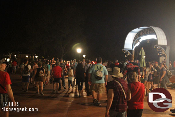 After the show passing by the Disney Skyliner queue which was building rapidly. This was at 9:48pm, so less than 10 minutes after the fireworks ended.