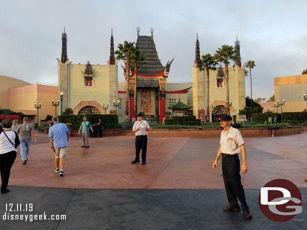 Cast Members Lined up to guide you to either Batuu or Toy Story Land.