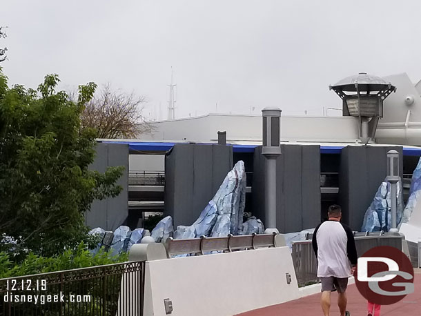 Work on the north side of the Peoplemover.  Looks lie they are removing the large decorative elements.