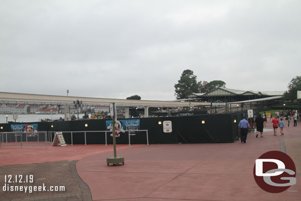 Walls up in the entrance plaza as work there moves toward  completion too.