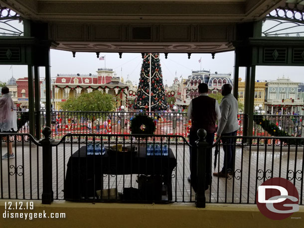 The front of the train station was roped off for a reception, guessing for the parade that did not happen due to the storm.