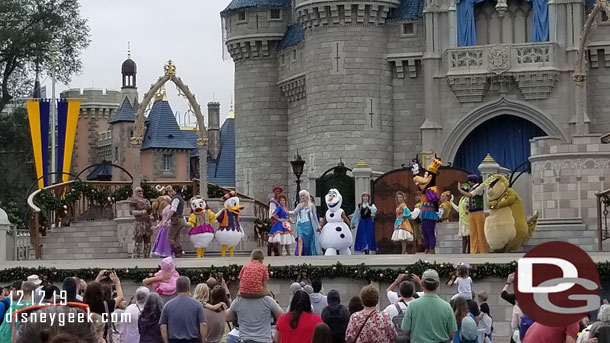 No 3:15 Mickey's Royal Friendship Faire due to the wet stage. But the characters came out to wave to guests.