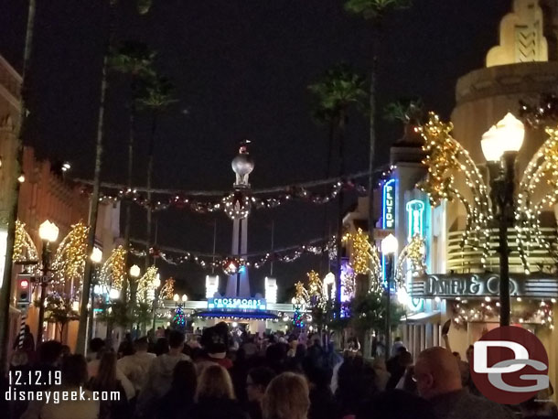 9:14pm joining the mass of guests exiting the park.