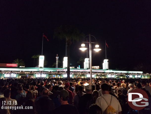 6:29am... through security and in line to enter the park.  I am quite a ways back.