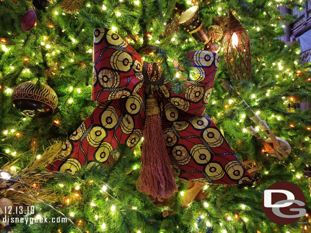 A closer look at some of the decorations on the tree.