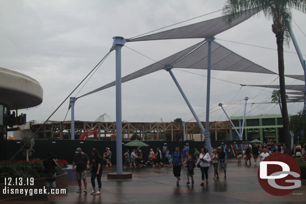 Looking across at the Innoventions building demolition.  It was getting darker and starting to drizzle.