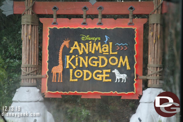10:41am arriving at Disney's Animal Kingdom Lodge.