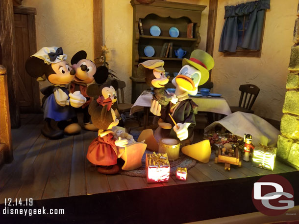 Mickey's Christmas Carol Window display on Main Street USA