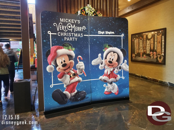 So took a walk around the lobby.  Here is a display advertising the Christmas party at the Magic Kingdom.