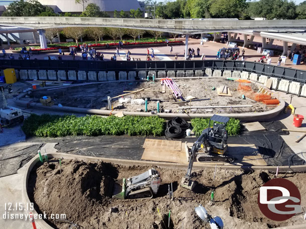 Landscaping work was underway as they push to get this area open for the holiday crowds.