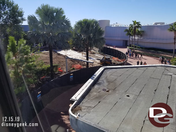 Moving to the other side of the restrooms between them and guest relations the area has been cleared and a new path is being constructed.