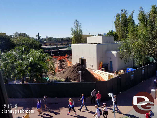 The paths in front of the restrooms around to the center of Future World have been removed and are being rebuilt.