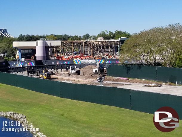 In the background you can see Innoventions west where the south side of t he building has been striped down to the steel supports and soon will be removed.