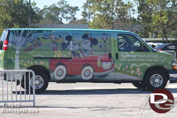 A Disney Vacation Club van featuring Mickey & Minnie.