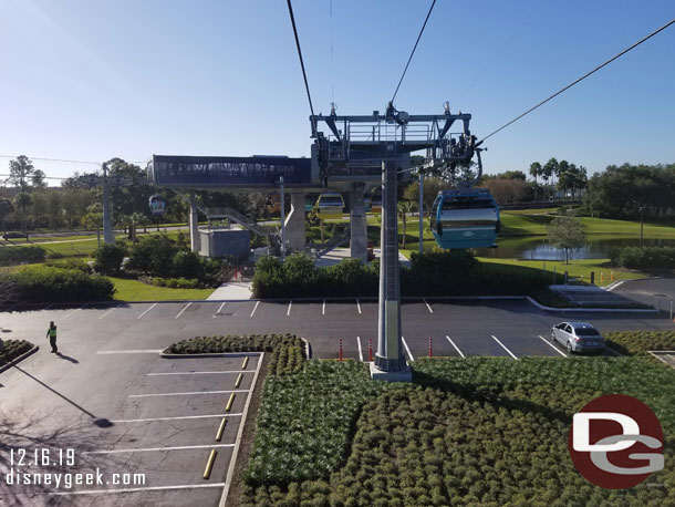 Approaching the turn station in the Boardwalk parking lot.  