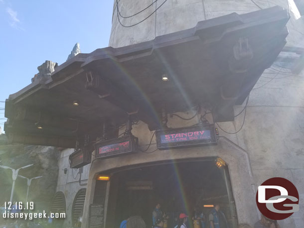 100 minute wait this morning to ride Smuggler's Run