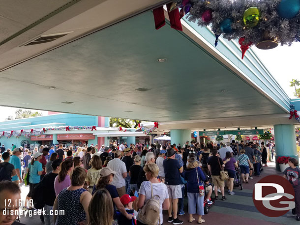 A good size line of guests entering the park at 12:15 as I exited.