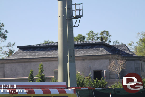 A look at the work in the France at World Showcase as we docked.  This building on the far side appears to be new restrooms.