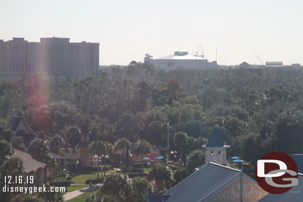 Caribbean Beach resort and beyond it non Disney hotels.