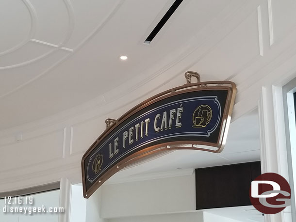 A small cafe off the lobby. Le Petit Cafe