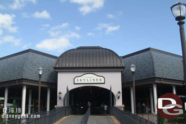 A look back at the station.  This side boards for those wanting to travel to Epcot. Notice there is almost no covered space.