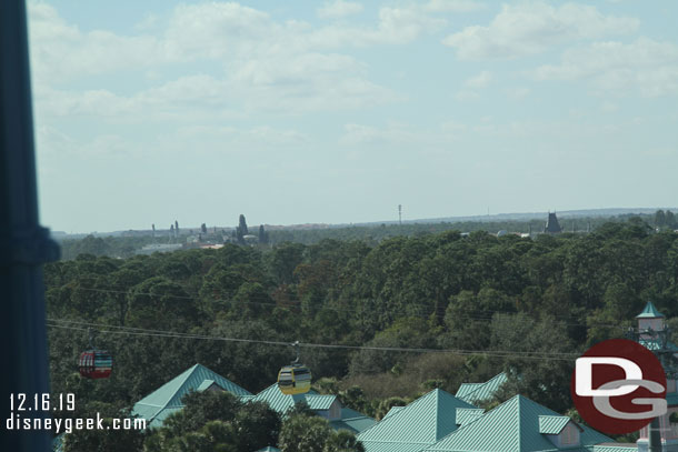 The spires of Batuu to the far left