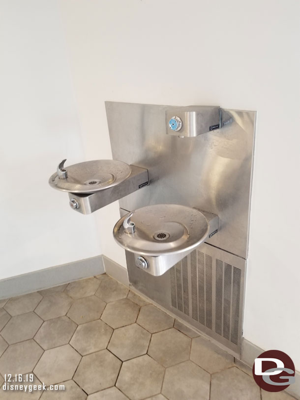 A water refill station at this drinking fountain in Epcot Experience.