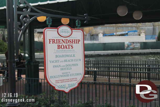 A sign for the Friendship Boats.  FYI it was 12 minutes travel time from Riviera to here.