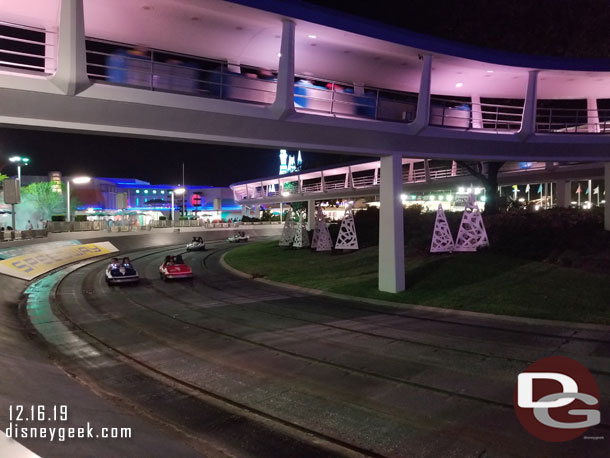 The Indy Speedway features Christmas decorations but they are not turned on unless you are there for a party or the few days around Christmas.