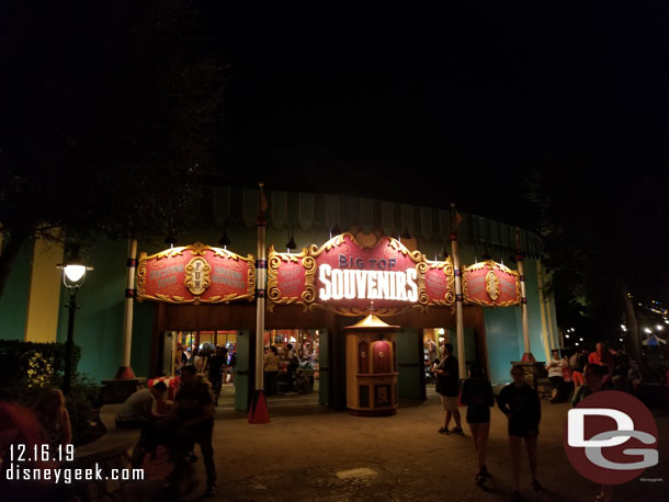 Big Top Souvenirs had been closed for a couple days. It was open this evening.