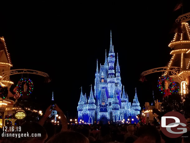 Found a spot for Happily Ever After (no Christmas Fireworks unless you pay extra or are there right around Christmas day).