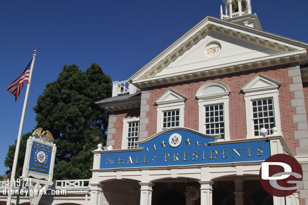 The Hall of Presidents was open today, its last day before closing for renovation.  