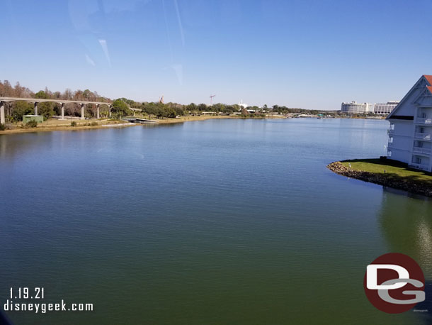 Seven Seas Lagoon from the Monorail.