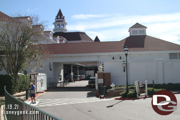 Arrived at the 1:12pm.  The path enters the resort grounds near a service area.