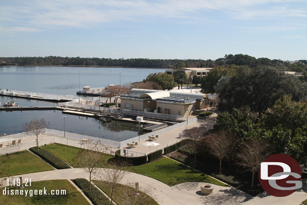 Walking across the bridge to Bay Lake Tower.