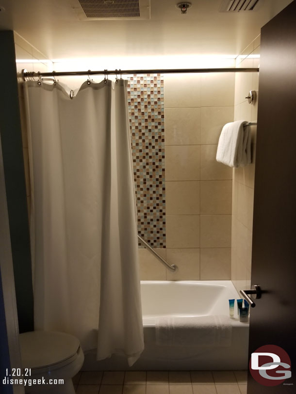 The room has a total of four bathrooms with showers.  One in each bedroom and then this one.