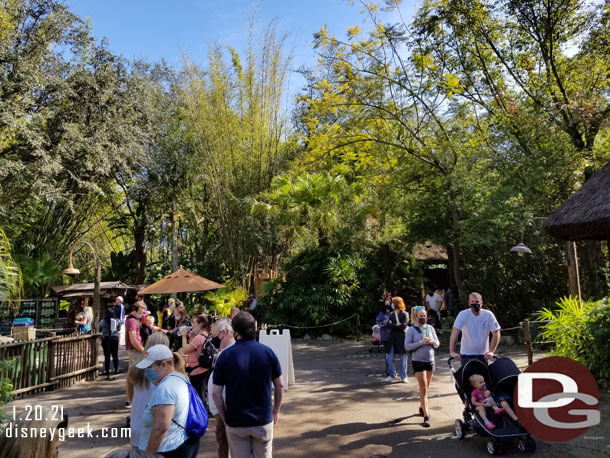 The queue went up the walkway then through the two previous stroller areas for the safari.