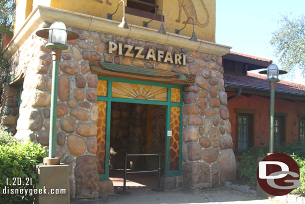 Pizzafari was closed our entire visit.  A section of the outdoor space was a relaxation area.