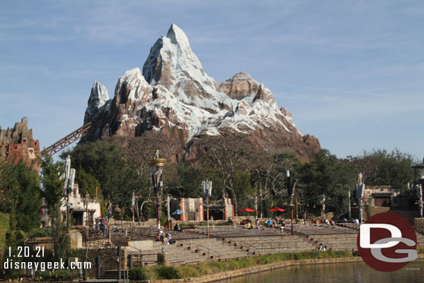 Expedition Everest, the Rivers of Light theater seating is open to allow you to sit and relax.