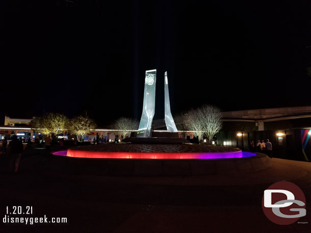 The new fountain at the front of the park.