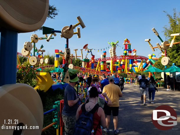 The end of the line was about the entrance to the land at 10:30am.