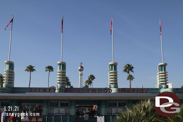 Through security and ready to enter the park at 9:49am.