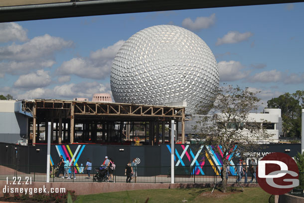 A look at the construction from the patio area outside Imagination.  Here is an overview of Innovention West.  The breezeway and half the building are still standing.  The other half was being removed during my visit back in 2019.