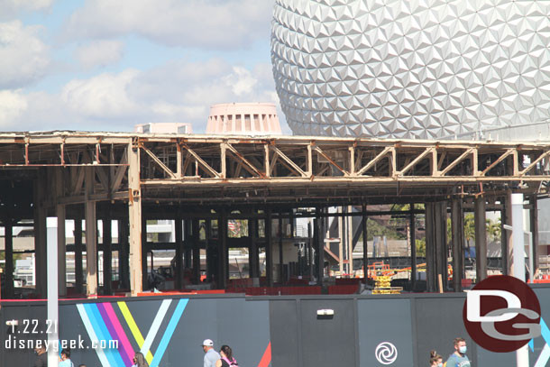 A closer look.  Just to the right of center you can see the new fountain in front of Spaceship Earth.