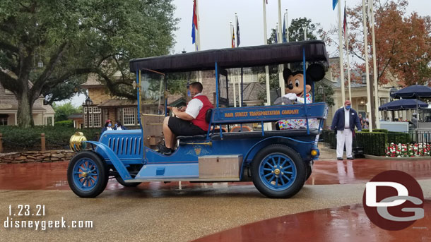 Mickey Mouse was riding in the first car.
