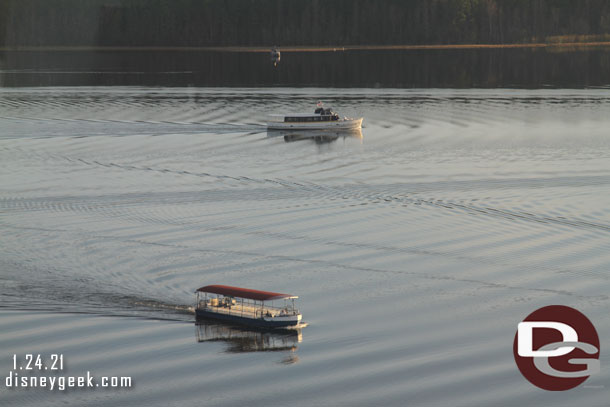 7:53am - Boats setting out for the Seven Seas Lagoon to start their days.  