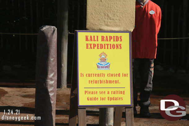 In Asia Kali Rapids is closed for renovation.